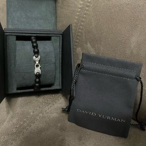 David Yurman Black Onyx Bead and Sterling Silver Men’s Bracelet